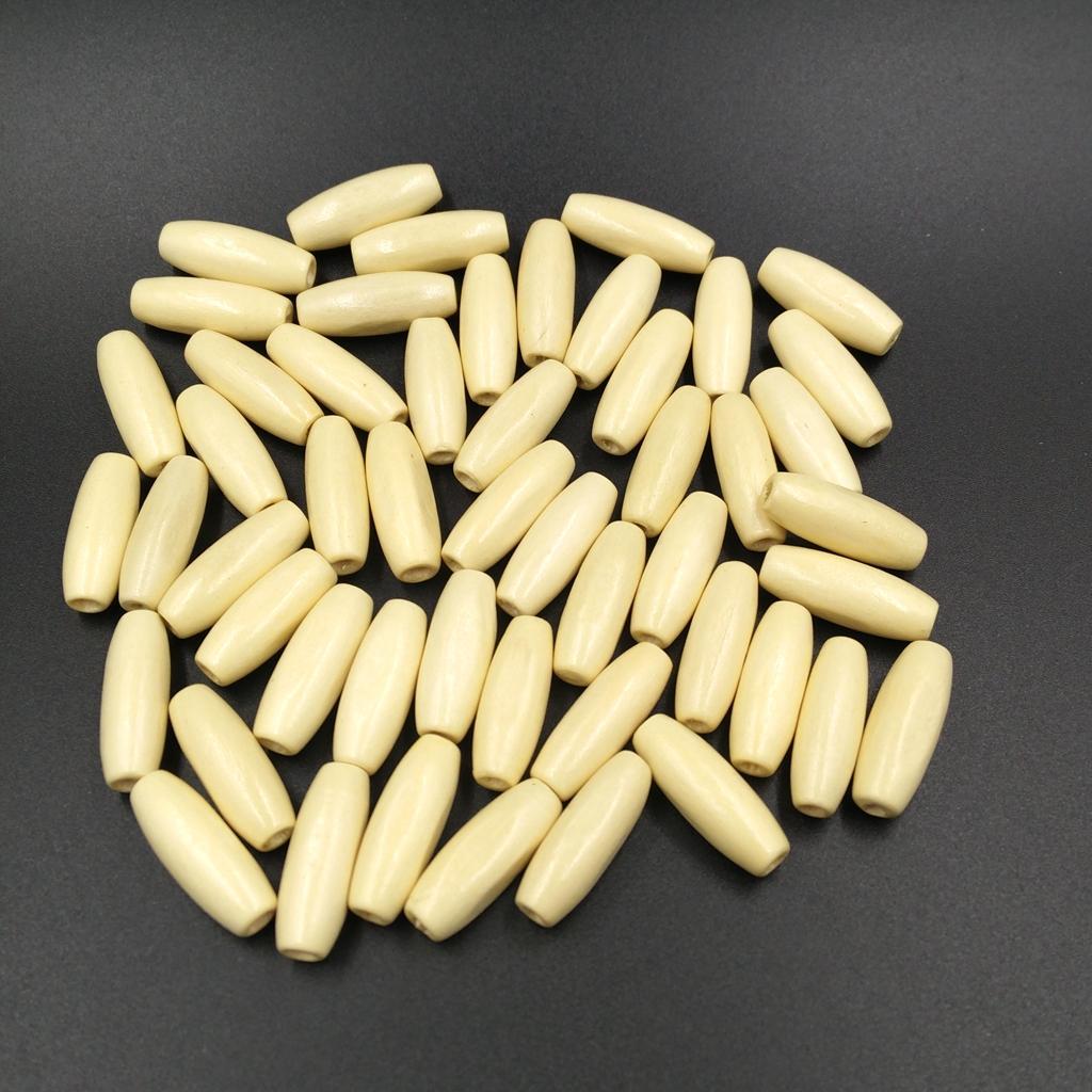 100 Pieces Mixed Art Wood Oval Loose Beads Wood Tube Bead Wooden Beads for DIY Jewelry Making Bracelet Charms Home Decoration Crafting Beads Dark brown and Beige