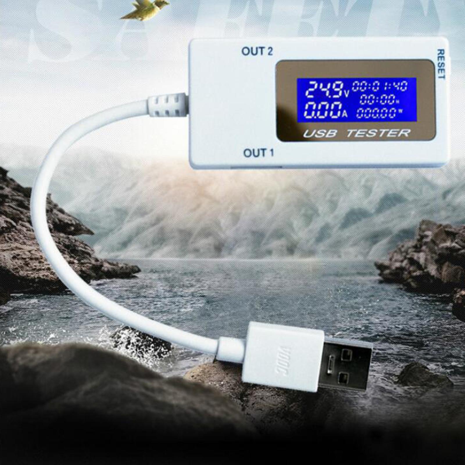 USB Current Voltage Capacity Multimeter Double Row Shows Ammeter