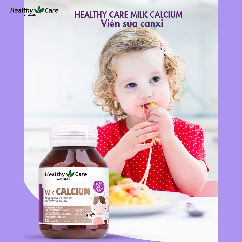 Canxi cho bé Healthy Care Kids Milk Calcium Úc, Hỗ trợ tăng trưởng chiều cao, hệ thống xương, răng, bé ngủ ngon không trằn trọc ban đêm - Massel Official