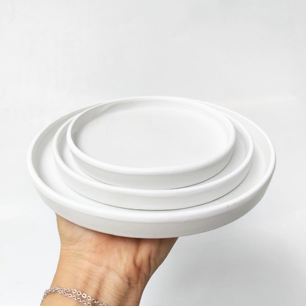 Đĩa lót chậu bằng sứ - đĩa lót chậu trồng cây - đĩa kê chậu trồng cây hình tròn - đĩa sứ tròn lót chậu