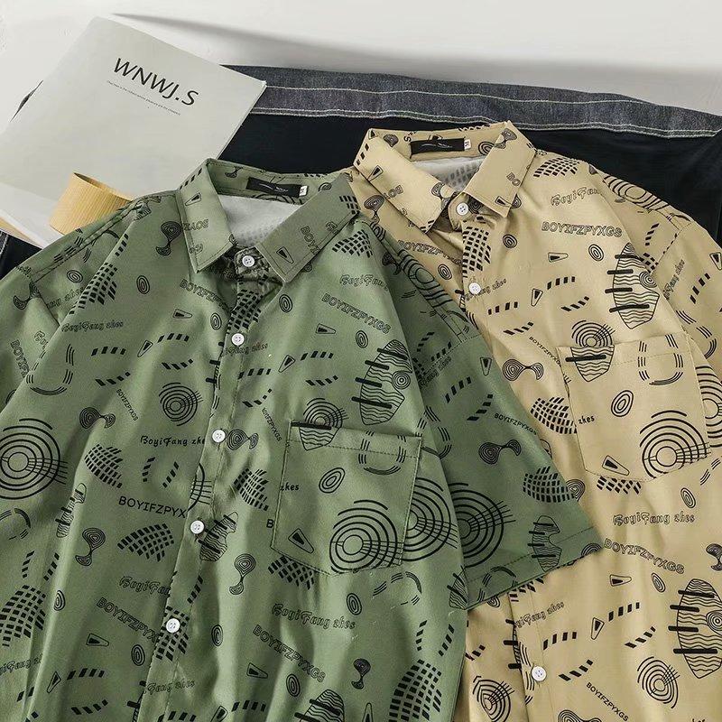 Áo Sơ Mi Nam Tay Ngắn In Họa Tiết Thời Trang 2 Màu