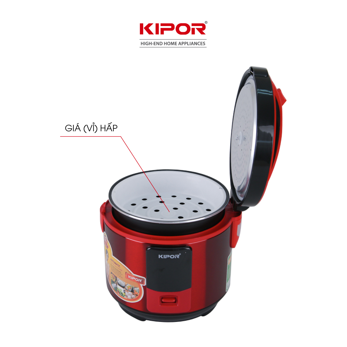 Nồi cơm điện KIPOR KP-N1512 - 1.2L - Lớp chống dính TEFLON 5 lớp lòng nồi dầy 3mm nặng 690G toả nhiệt đều cho 2-3 người ăn - Hàng chính hãng