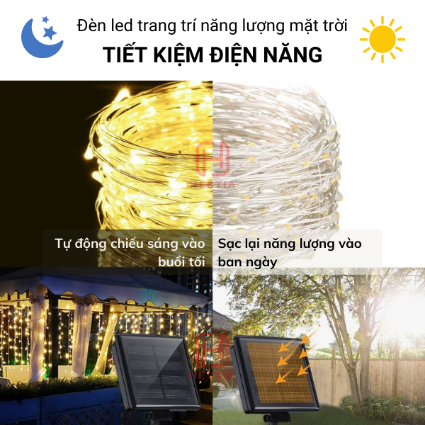 Đèn led dây năng lượng mặt trời T-Light 10 mét, 20 mét cho không gian Nhà, Quán Cafe, Ban Công, Sân Thượng Siêu Chill