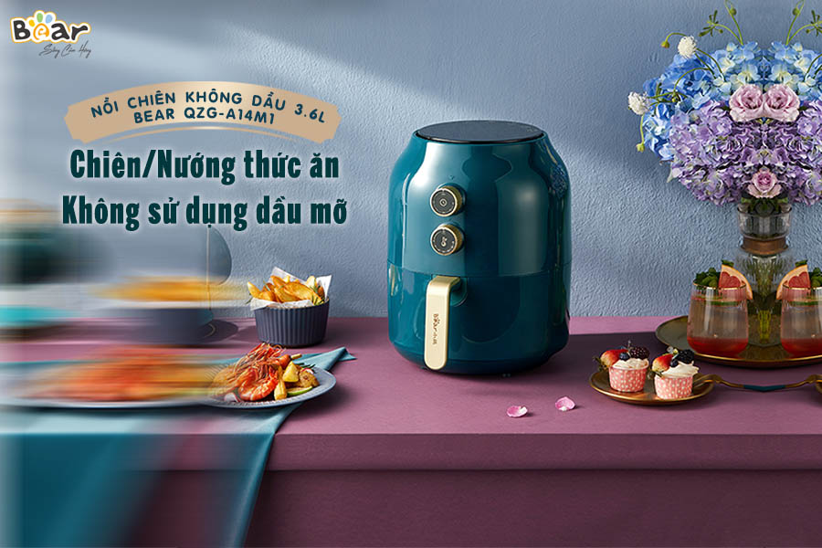 Nồi Chiên Không Dầu BEAR QZG-F15H1 Dung Tích 5 Lít Công Suất 1500 W - Hàng Nhập Khẩu