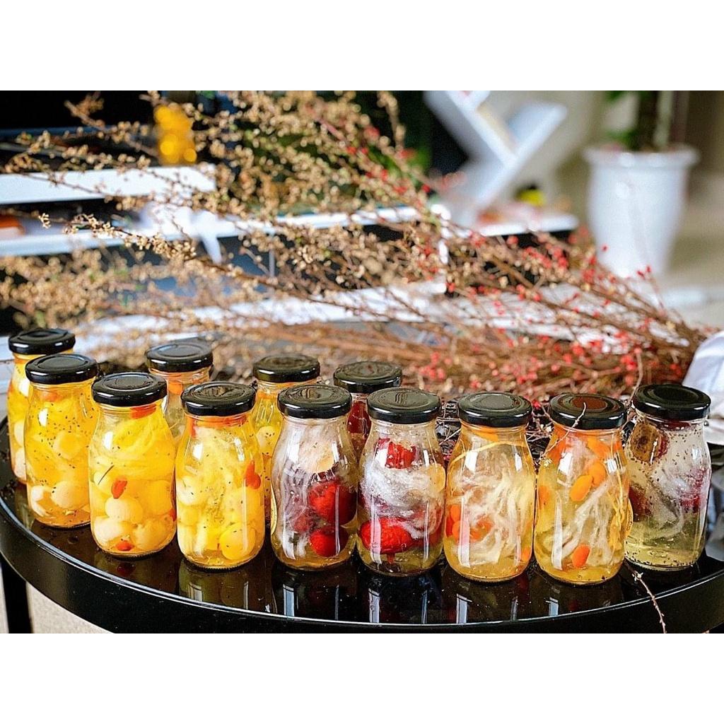 Bộ 10 chai thủy tinh 200ml nắp thiếc, 10 hũ thủy tinh đựng sữa, yến 200ml