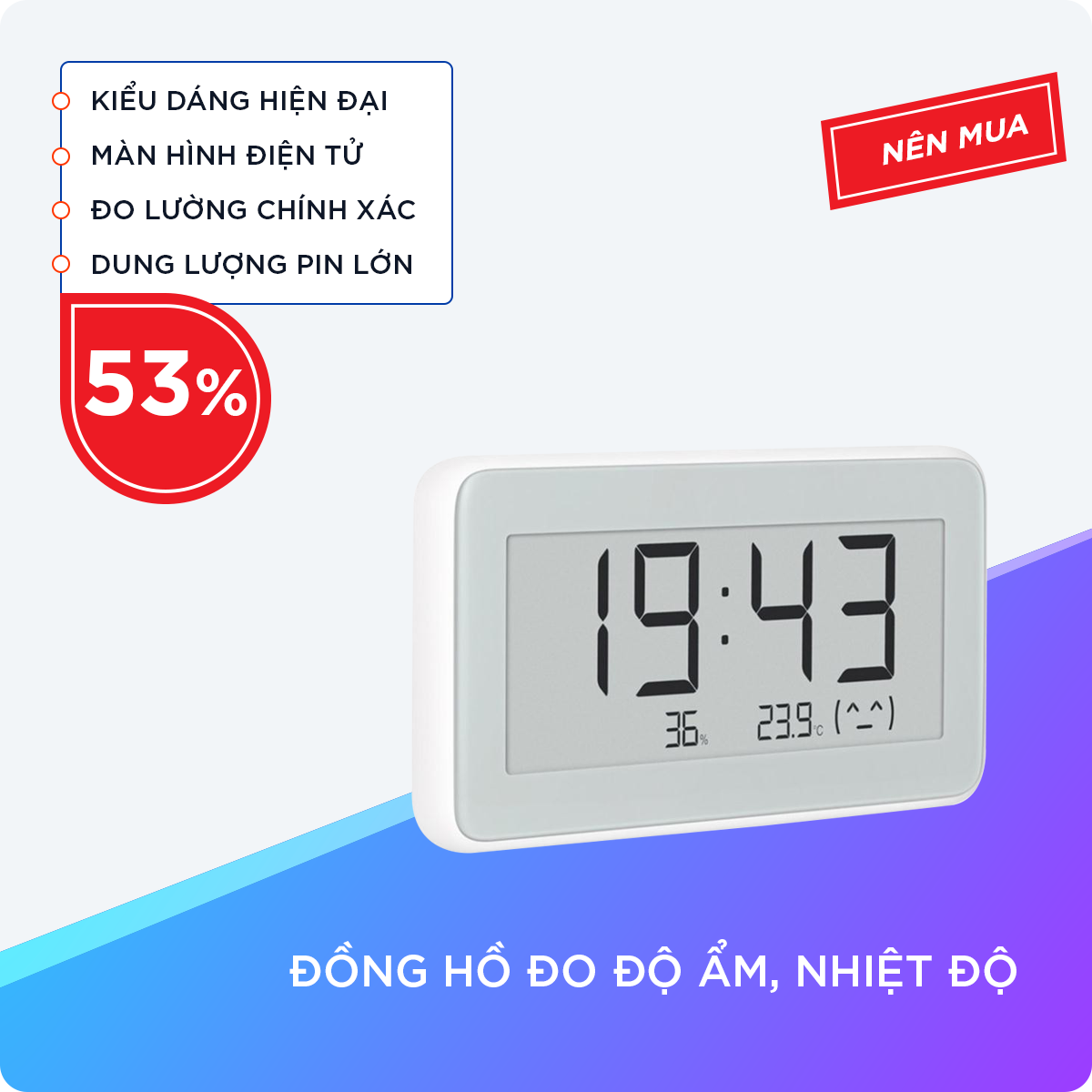 Đòng Hồ Tích Hợp Đo Độ Ẩm, Nhiệt Độ Đo Lường Chính Xác Vói Kích Thước Nhỏ Gọn Chỉ 60g