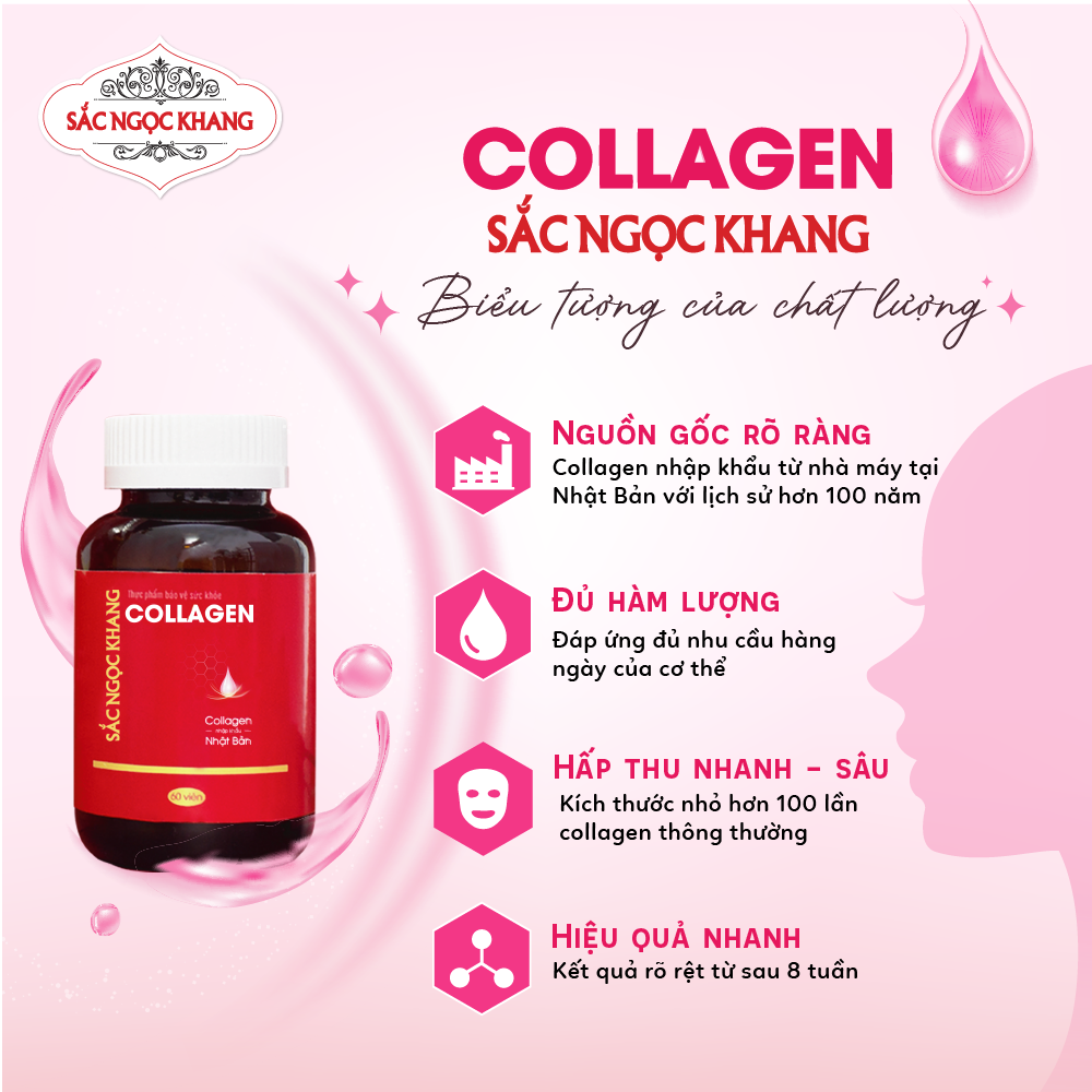 Viên uống Collagen Sắc Ngọc Khang 120 viên giúp tăng đàn hồi, mịn màng da