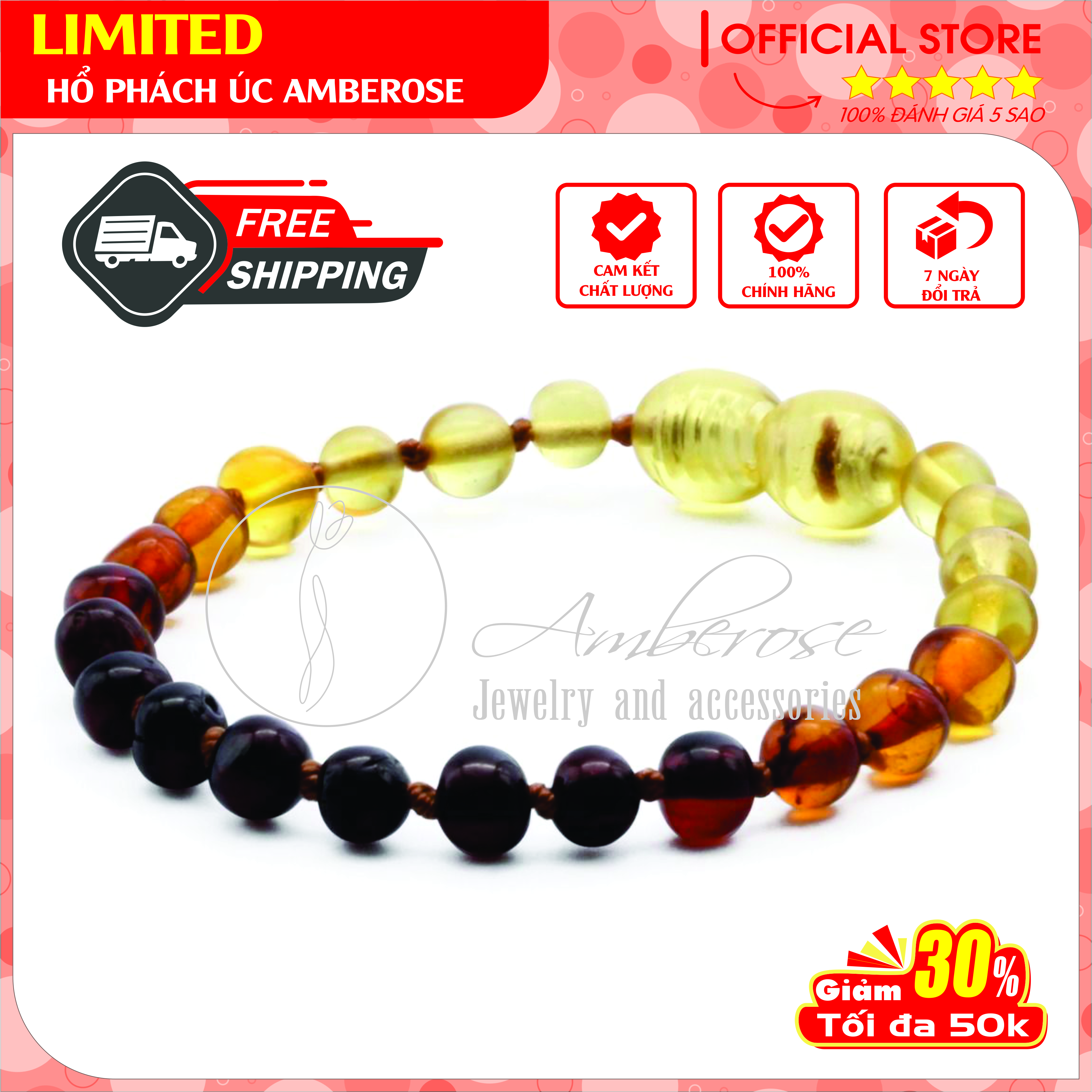 Bộ Vòng Hổ Phách Amber Úc Cho Bé 0 - 10 tuổi SVABCVCV