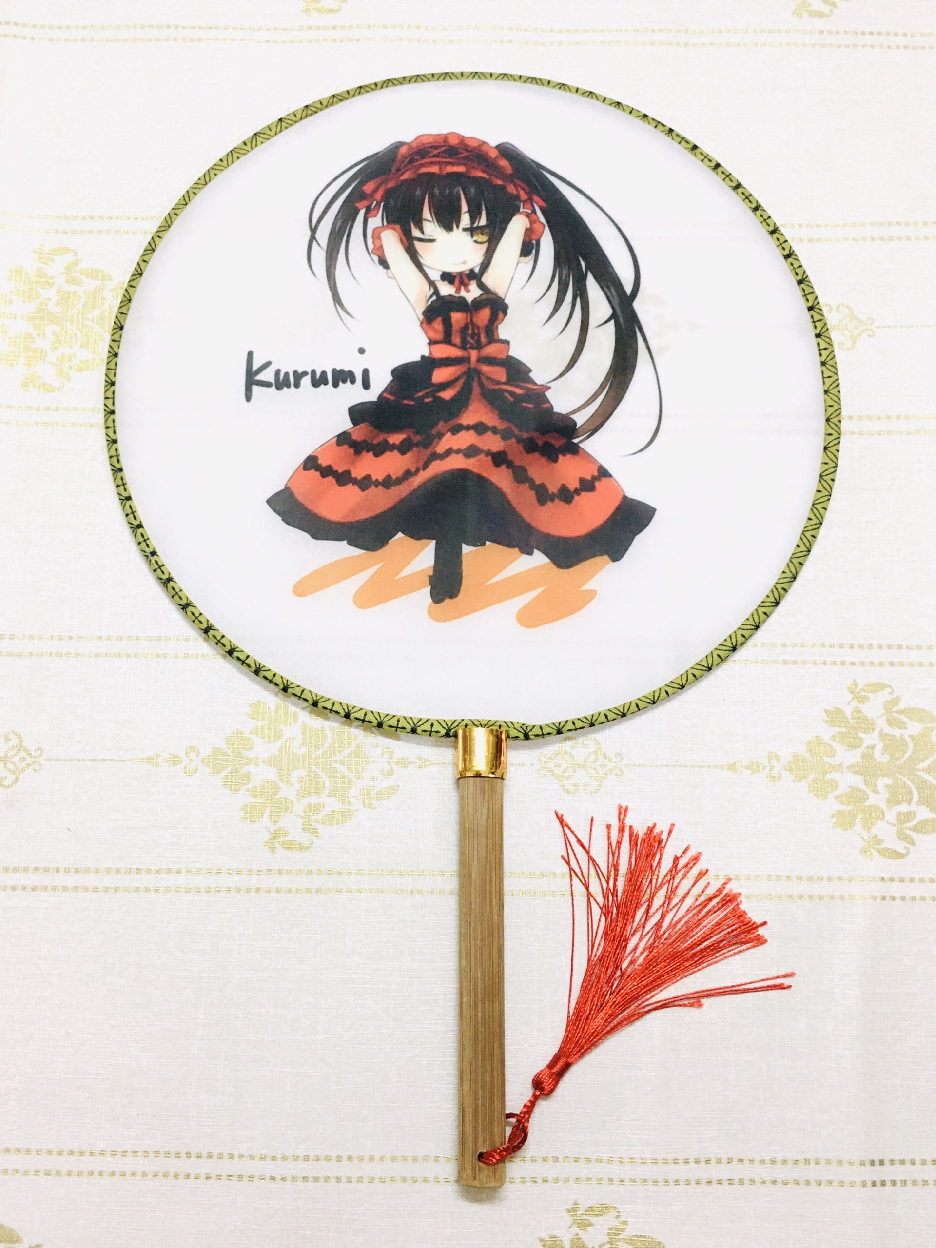 Qụat tròn cầm tay SET 4 quạt DATE A LIVE nhân vật khác nhau phong cách cổ trang . cosplay cán gỗ dây tuyến