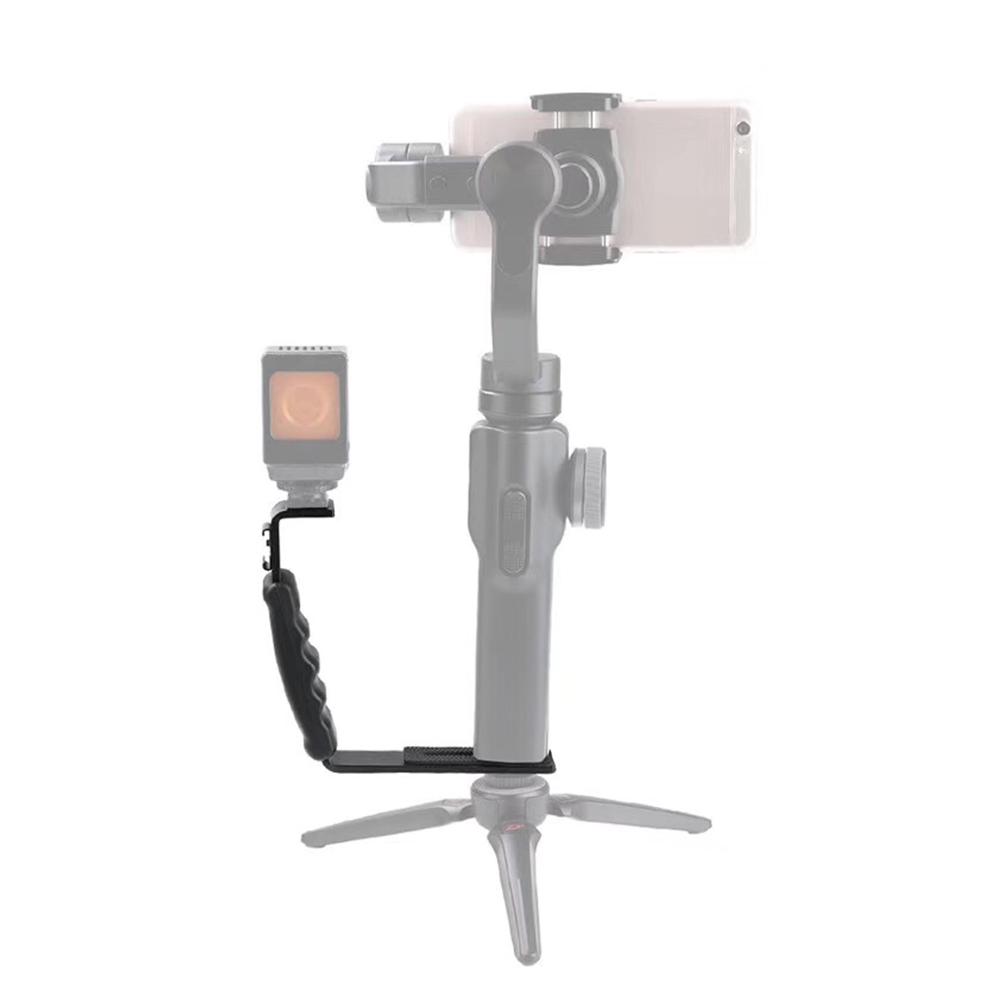 Handheld L-shaped Gimbal Expansion Bracket Holder with 2 Hot Shoe Mounts Accessory Replacement for DJI OSMO Mobile
