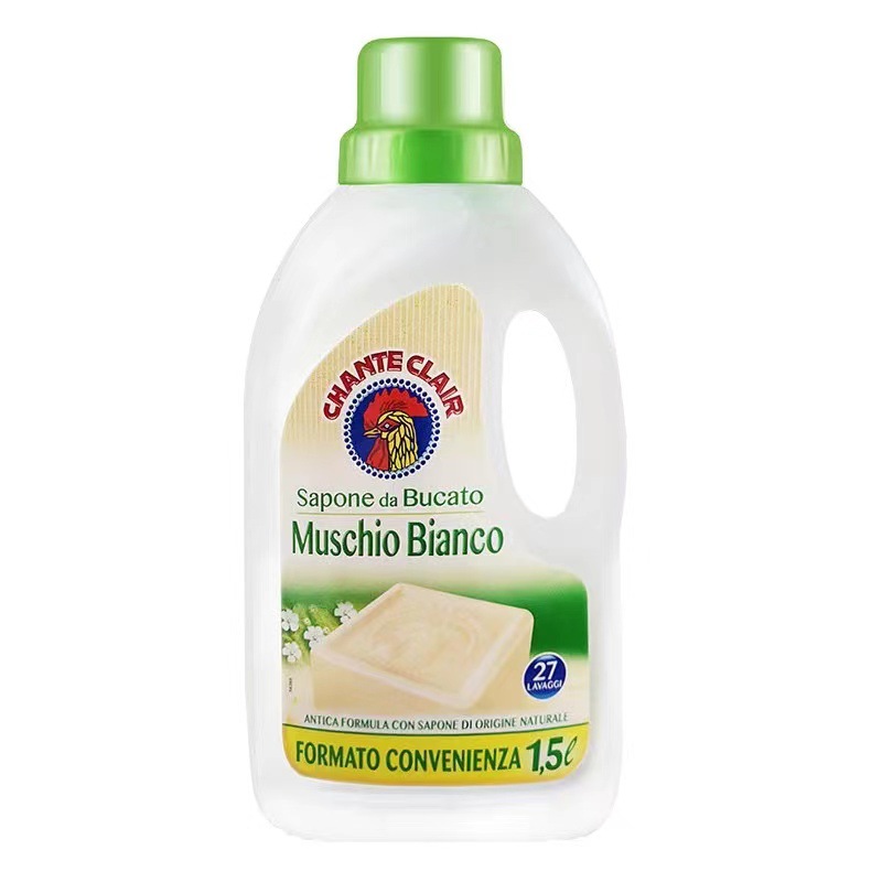 Nước xà phòng giặt tẩy trắng quần áo gà trống Chanteclair Marseille Ý 1.5L