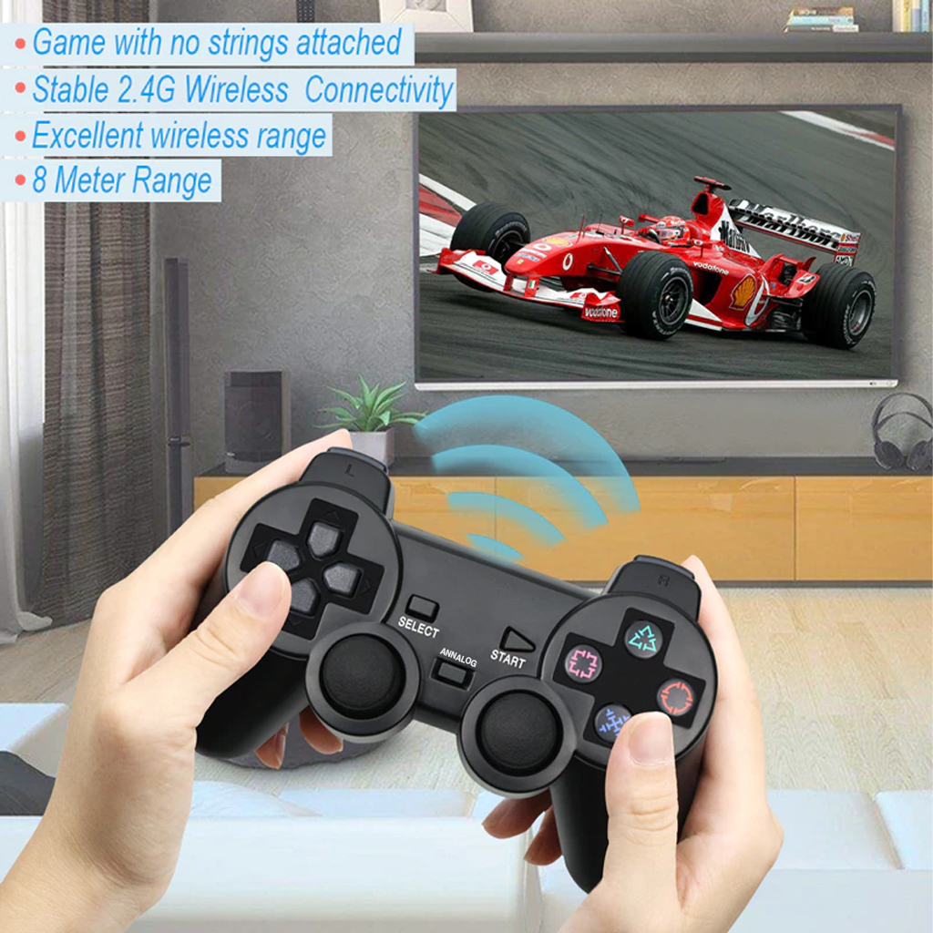 Vinetteam Tay Cầm Chơi Game Không Dây Cho PS 2/ PS1/ PSX 2.4 GHz - Bộ Điều Khiển Cho Máy Playstation 2 Có Rung, Joystick Chơi Game Controle - Hàng Chính Hãng