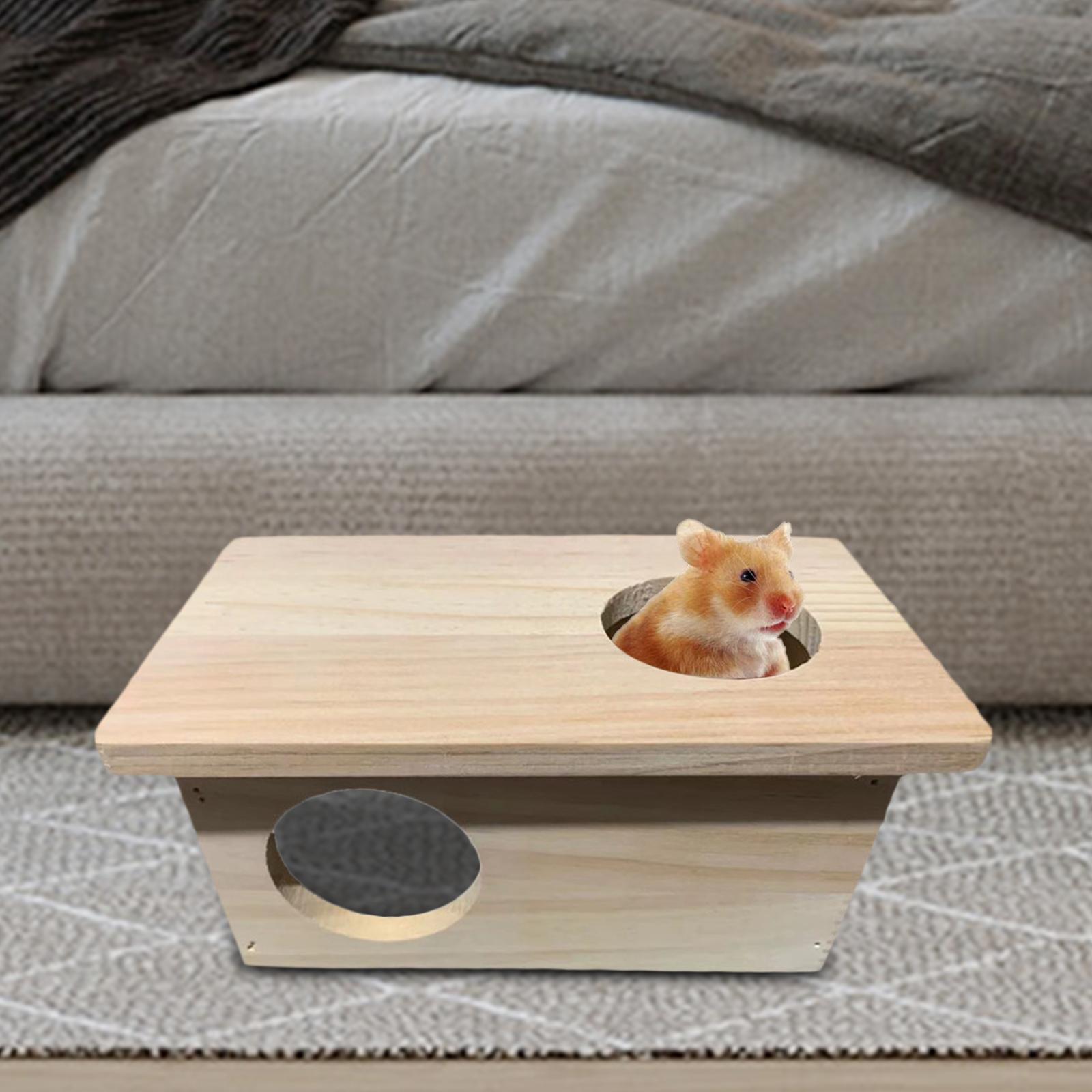 Hamster Wooden House Cage Accessories Hideout Nesting Habitat for Gerbils Guinea Pig