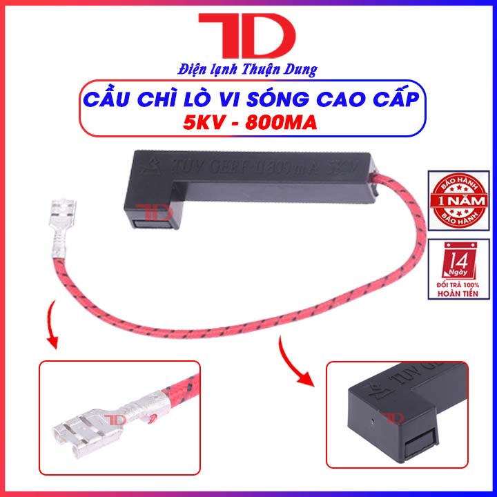 Cầu chì cao áp lò vi sóng, điện áp cao 5KV, dòng điện 800MA, hộp đen, hàng chính hãng Điện Lạnh Thuận Dung