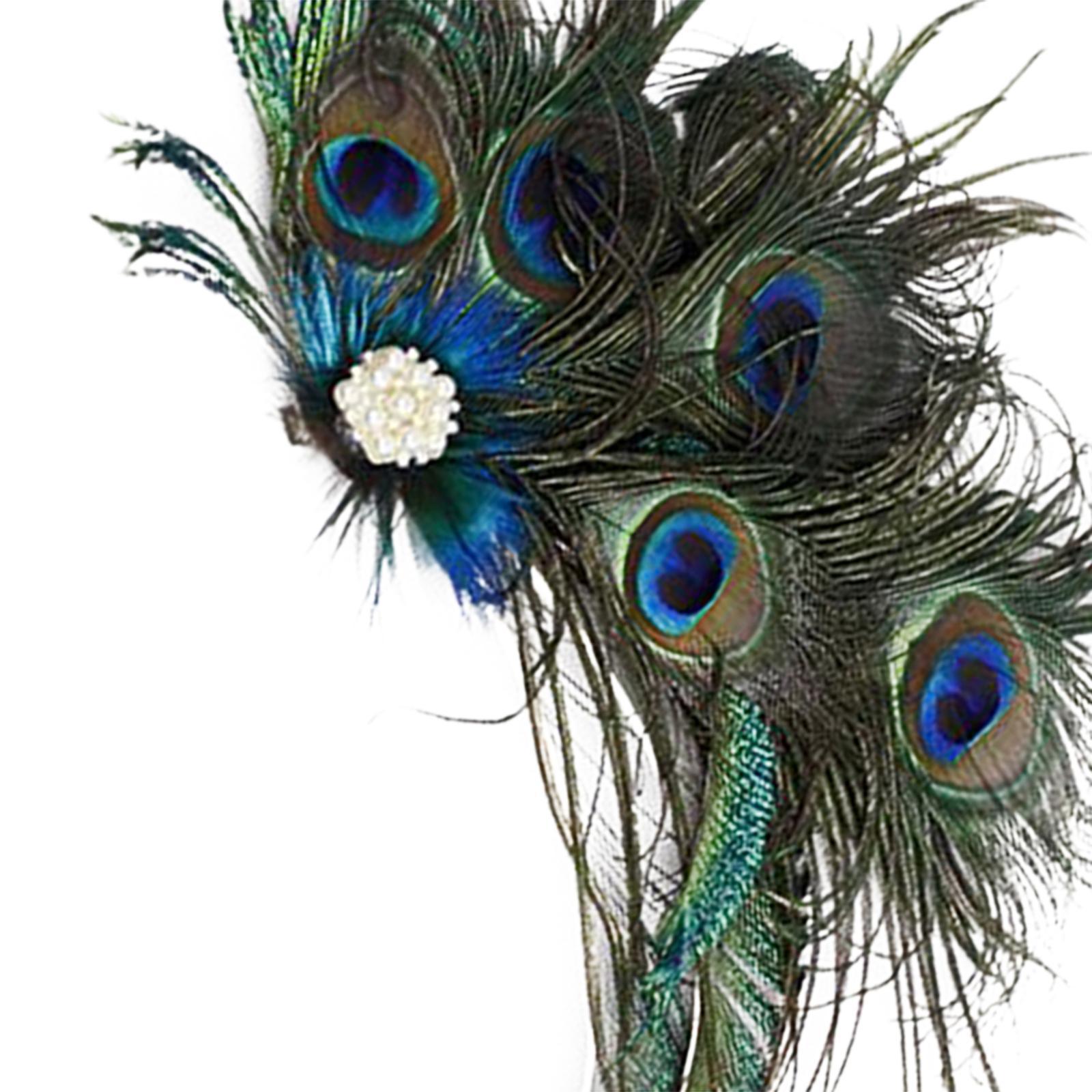 2X 1920s  Feather Headband Women 20s Accessories Bridal Headpiece  Beige