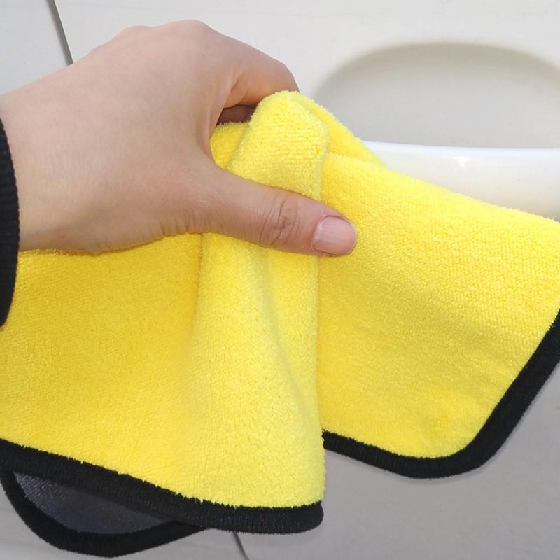 Khăn Lau Đa Năng Microfiber 2 Mặt Vàng - Xám Siêu Thấm Cực Dày Không Đổ Lông Chuyên Dụng Cho Ô Tô Xe Hơi