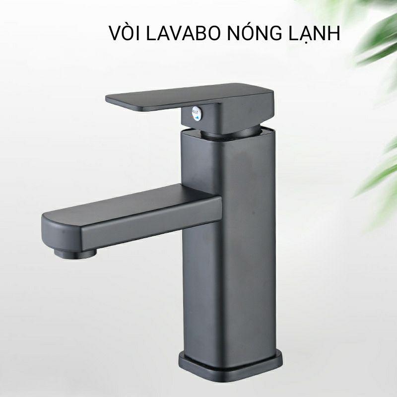 Vòi chậu lavabo nóng lạnh màu đen,vòi lắp cho lavabo loại một lỗ