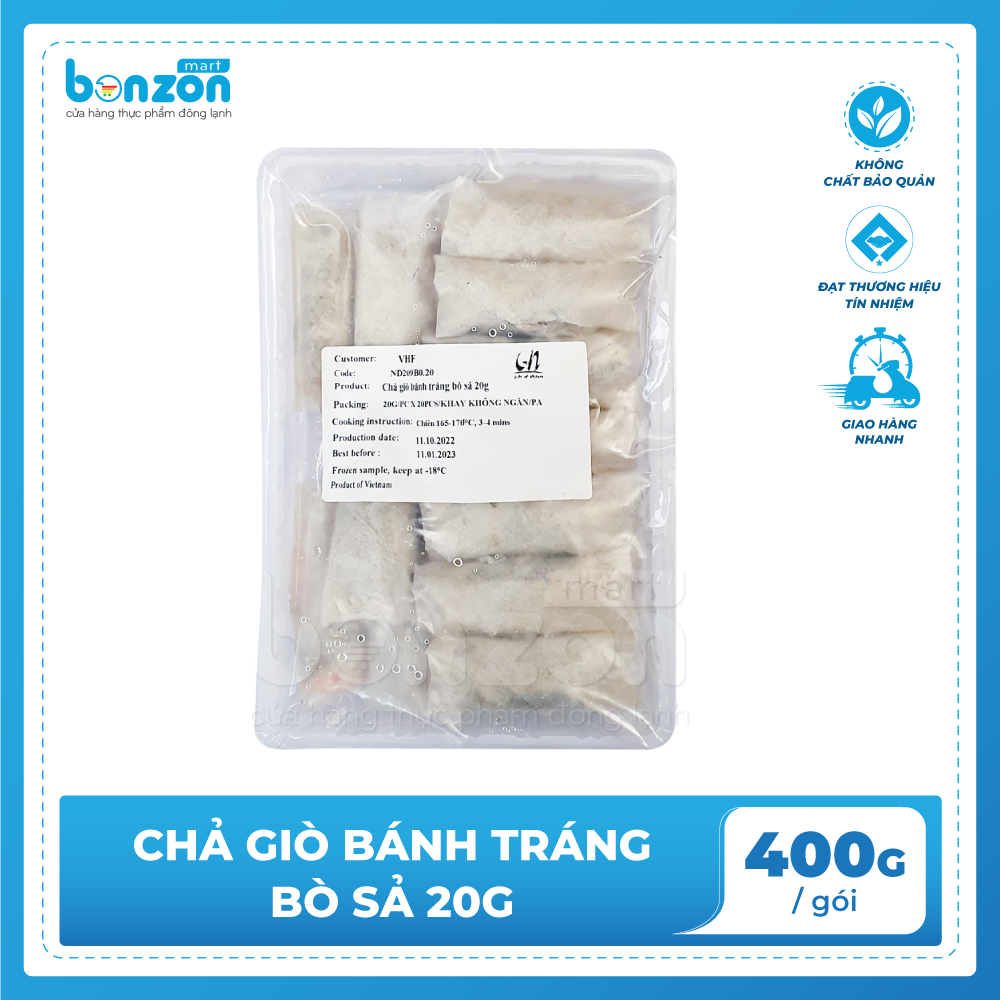 Chả giò bánh tráng bò sả 400g