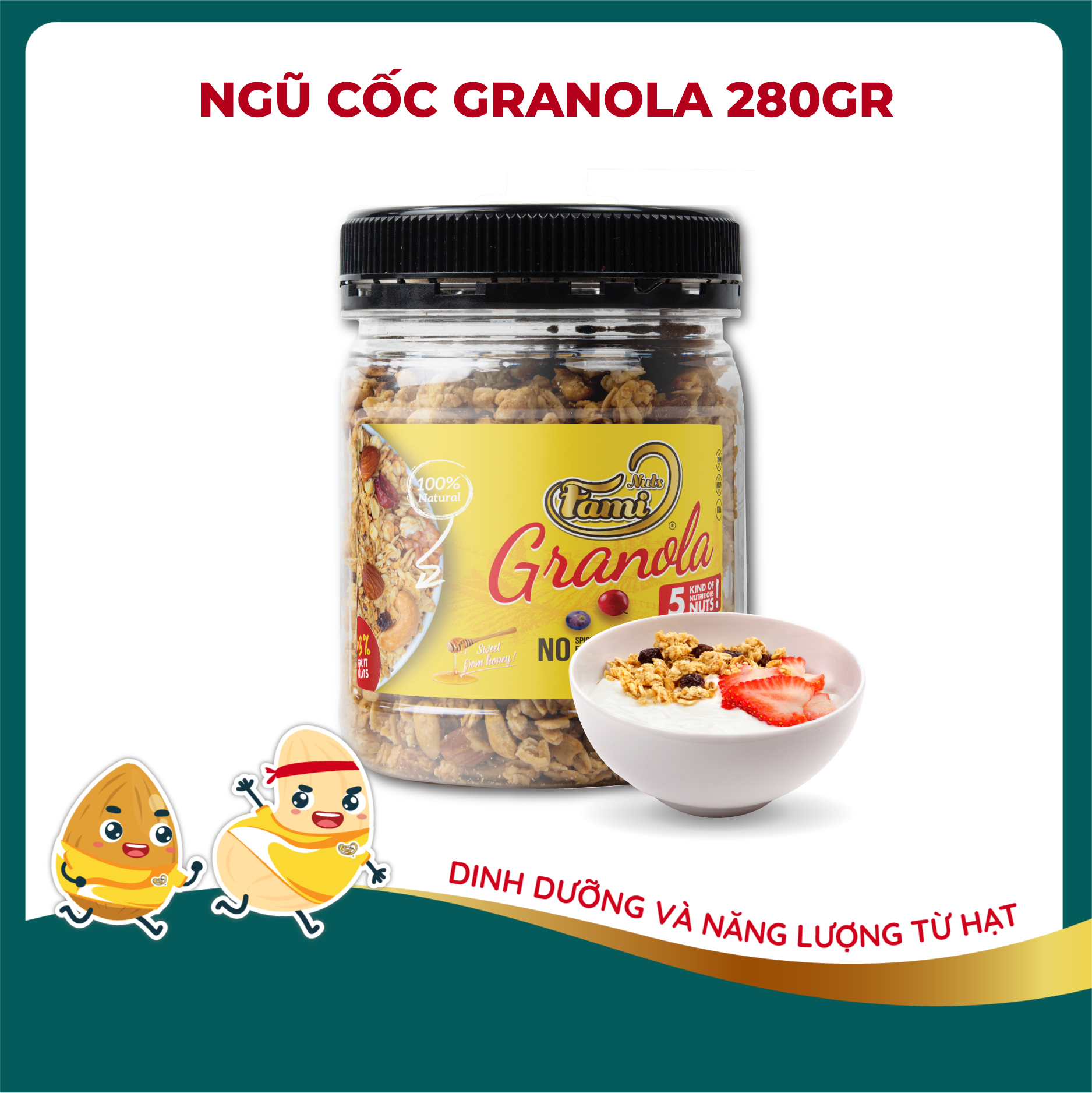 HẠT DINH DƯỠNG NGŨ CỐC GRANOLA FAMINUTS - Hũ Nhựa 280g- Ngũ Cốc Giảm Cân