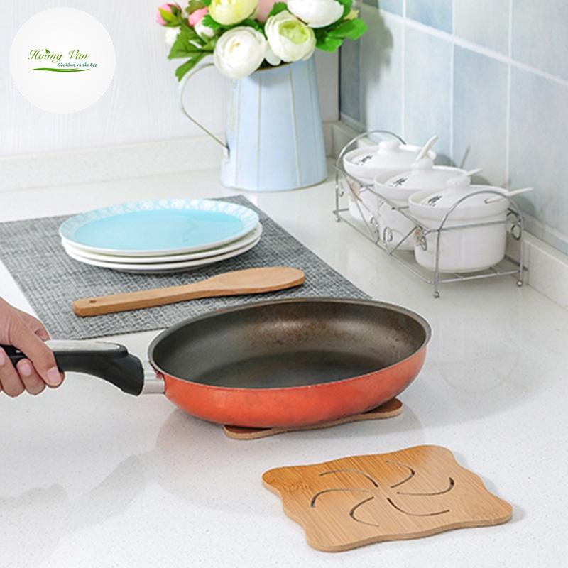 Miếng lót ly, nồi, chảo bằng gỗ chống nóng, chống trơn trượt tiện dụng siêu xinh