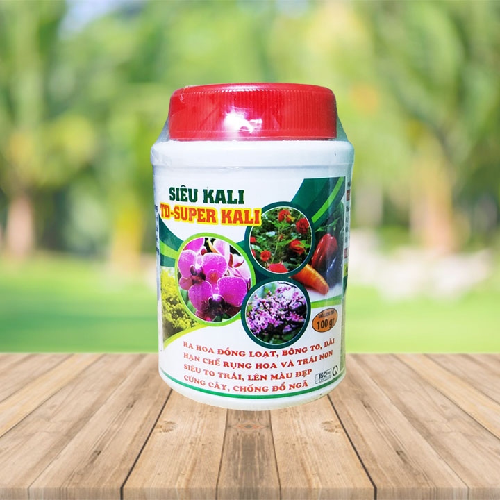 Phân bón Siêu Kali TD - Super kali 100g (NPK Bổ sung vi lượng 7-5-44 ABIO-34) | Ra hoa đồng loạt, bông to, dài - Chuyên dùng cho hoa lan, hoa hồng, bonsai, cây ăn trái