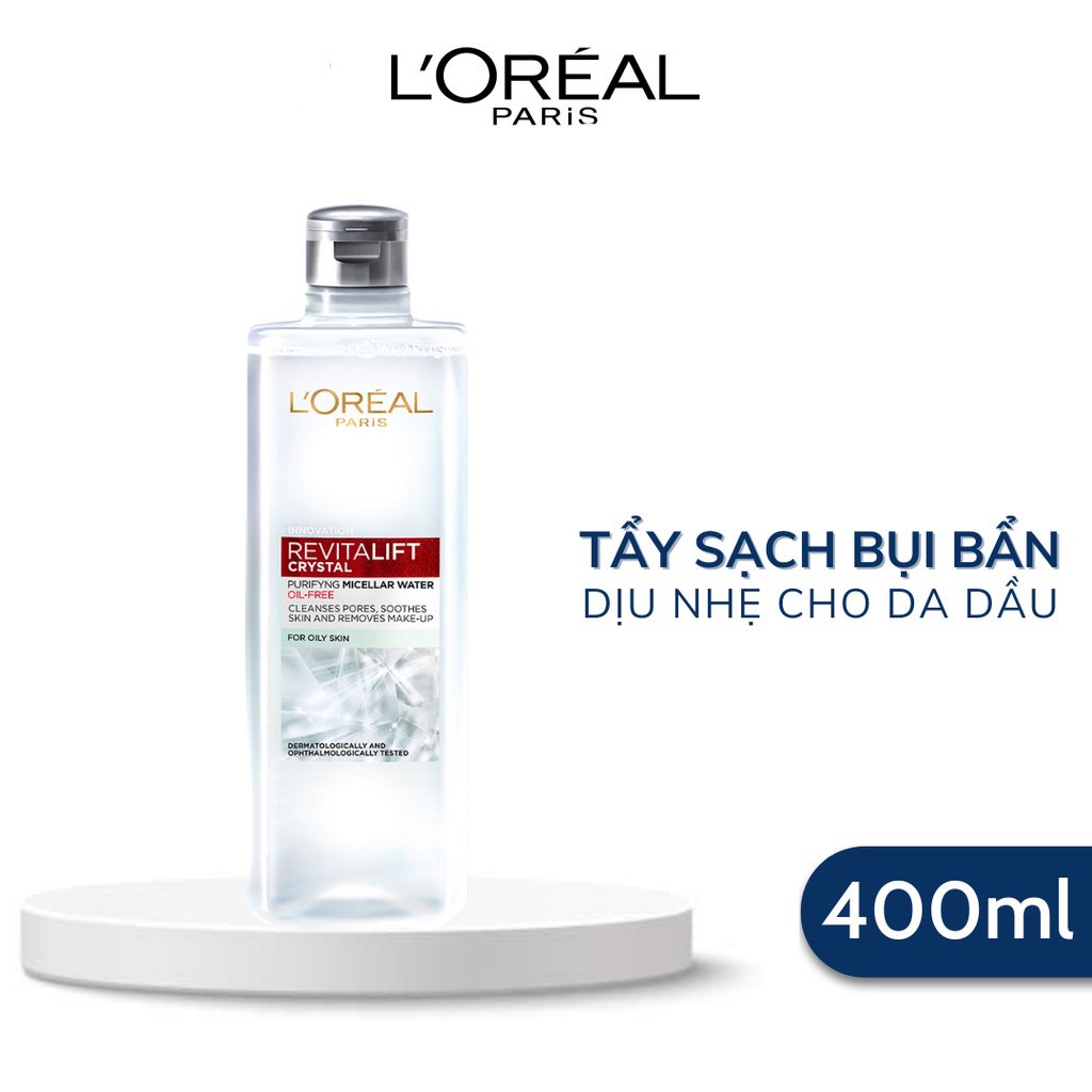 Nước Tẩy Trang L'Oreal Làm Sạch Sâu Cho Da Dầu Revitalift Crystal Purifying Micellar Water
