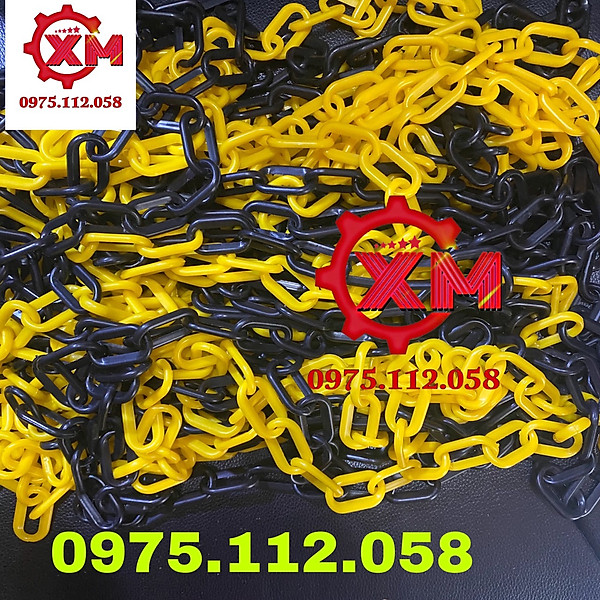 Dây xích nhựa 6mm nối cọc tiêu phân luồng giao thông-màu vàng