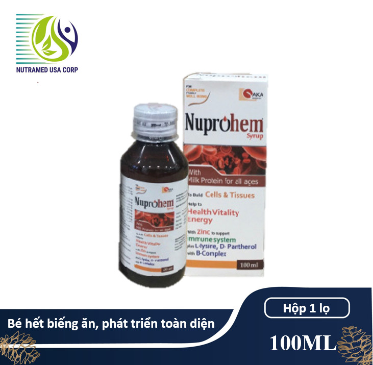 Si rô NUPROHEM - Hỗ trợ giúp bé hết biếng ăn, phát triển toàn diện [Hộp 1 chai 100ml] - Nhà máy liên doanh Medinej -USA và đạt chuẩn GMP -WHO