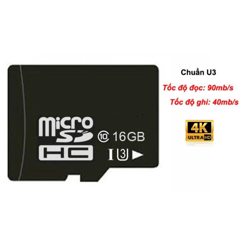 Thẻ nhớ microSDHC Noname 16GB UHS-I U3 hỗ trợ 4K - chuyên dụng camera IP (Đen)