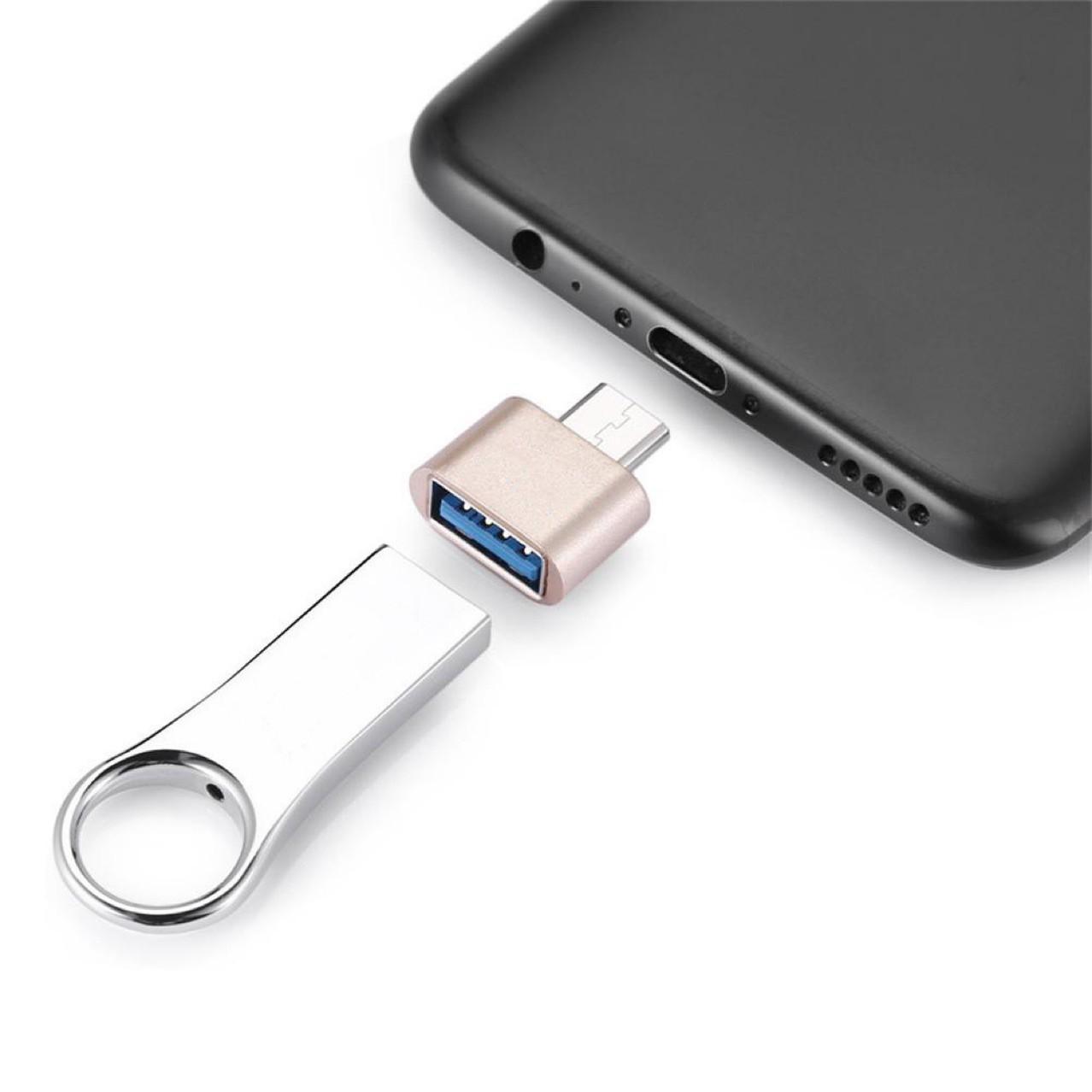 Đầu chuyển đổi USB sang Type C kim loại, Đầu chuyển đổi cổng Micro USB sang giắc type C cho điện thoại Samsung Huawei