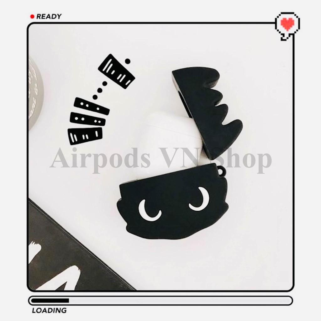 Bao Case Ốp dành cho Airpods 1/2, i11, i12...rồng đen mắt to siêu ngầu silicon cao cấp