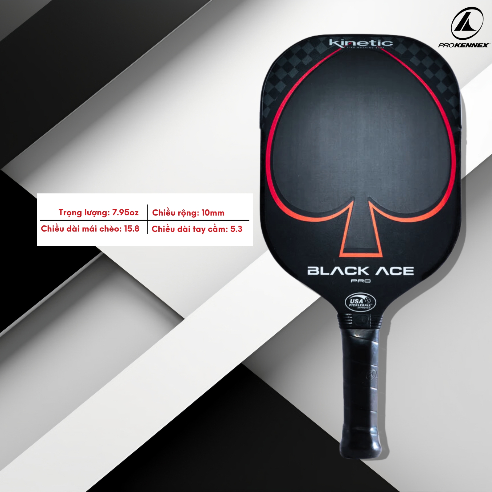Vợt Pickleball ProKennex Black Ace Pro carbon chất lượng chính hãng tặng kèm túi đựng Bảo hành 9 tháng