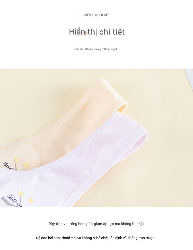 Áo Lót Nữ Áo Lá Học Sinh Cotton Trơn Mút Liền Thông Hơi Cài Sau 3 Móc 1387