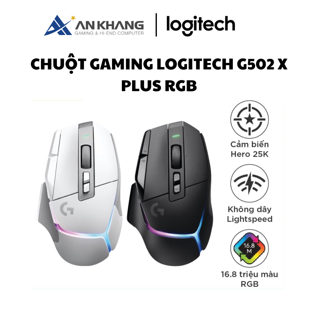 Chuột game không dây Logitech G502 X PLUS LIGHTSPEED – switch LIGHTFORCE Hybrid, RGB Lightsync, Cảm biến Hero 25K, Windows/Mac OS -Hàng chính hãng