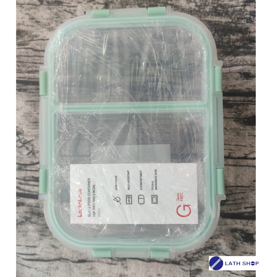 Hộp thủy tinh Lock&amp;amp;Lock 2 ngăn Glass Food Container 600ml, 860ml LLG456 - Hàng chính hãng