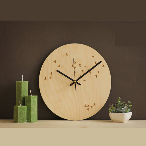 Đồng hồ gỗ treo tường chất liệu gỗ máy kim trôi thiết kế decor trang trí nhà và quán cafe