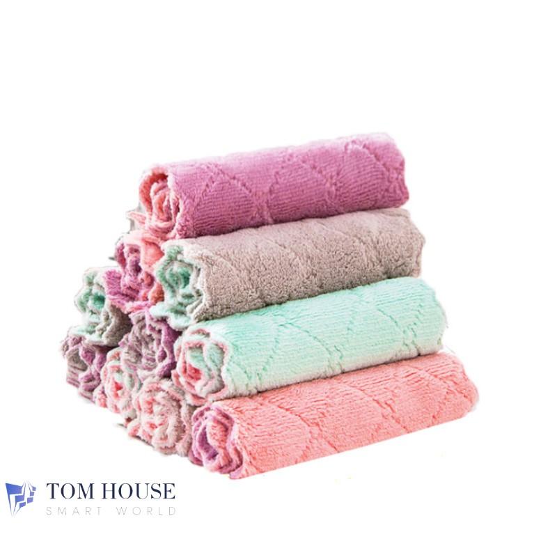 Khăn Lau Bếp Chén Bát 2 Màu Đa Năng Siêu Thấm Hút Sợi Vải Làm Sạch Mọi Bề Mặt 27 x 16cm