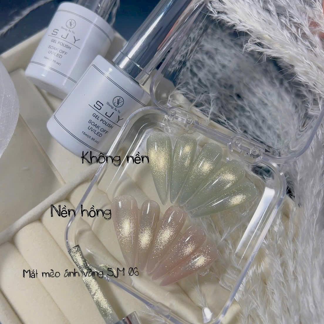 Sơn Mắt Mèo Kim Cương Cực Quang Ánh Vàng SJY007 Làm Nail, Sơn Gel Ánh Sao Vàng Trong Suốt Sheng Jia Yu Mẫu Mới tráng gương Sáng Lấp Lánh