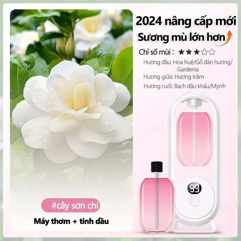 Bộ Máy Xịt Thơm Phòng Tự Động 5 Chế Độ (Gồm Máy &amp; 01 Lõi Tinh Dầu) Máy Khuyếch Tán Tinh Dầu Decor Phòng Ngủ