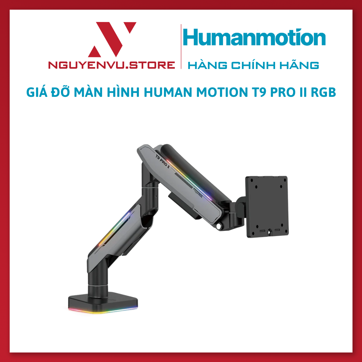 Giá đỡ màn hình Human Motion T9 Pro II RGB - Hàng Chính Hãng
