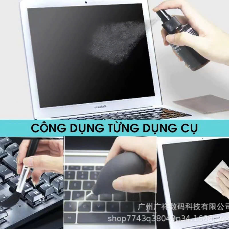 5in1 Bộ vệ sinh Laptop Macbook , Máy ảnh Cao Cấp 5 Trong 1 Bộ Vệ Sinh Màn Hình , Vỏ Ngoài , Bàn Phím Dành Cho Lens Camera Có Dung Dịch Khăn Lau , Chổi Quét , Bóng Thổi Bụi Đa Năng cho iPhone / iPad / Smartphone Smartwatch Tivi Fullbox – Hàng Nhập Khẩu