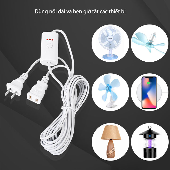 Ổ cắm nối dài kiêm hẹn giờ tự tắt 2-4-8 giờ, dài 3.0m, loại có hoặc không có remote tùy chọn