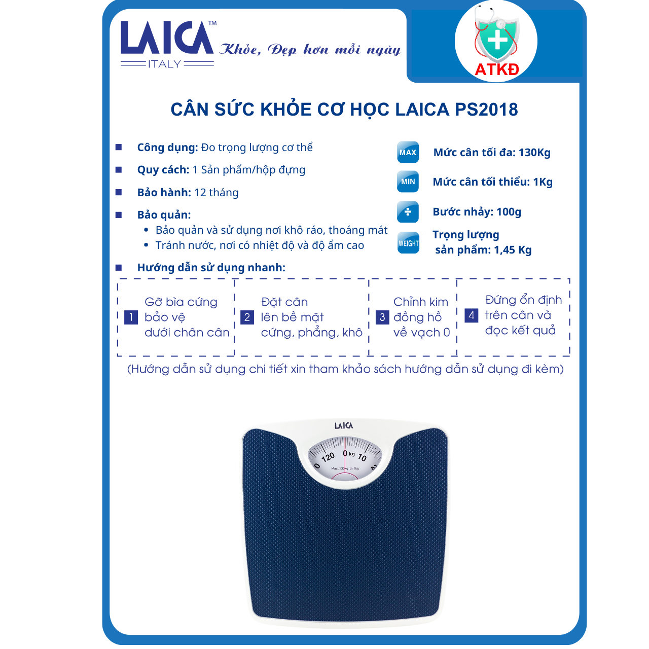 Cân sức khỏe cơ học LAICA PS2018