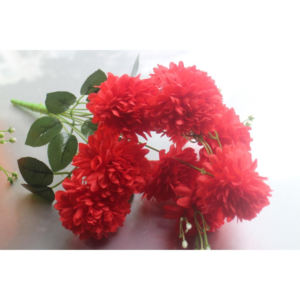 Chùm cúc pingpong 9 bông- hoa lụa