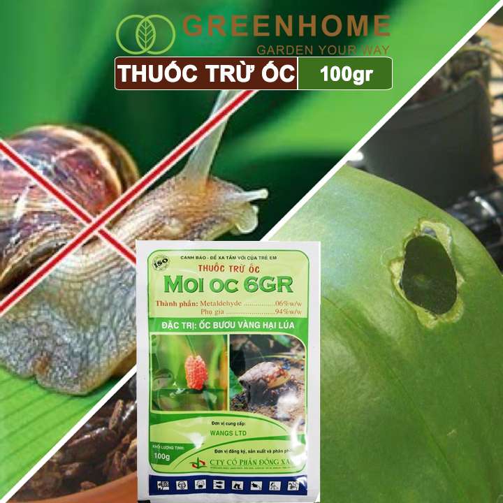 Thuốc trừ ốc Moi ốc, bao 100gr, trừ ốc sên và các loại ốc, bảo vệ cây trồng |Greenhome