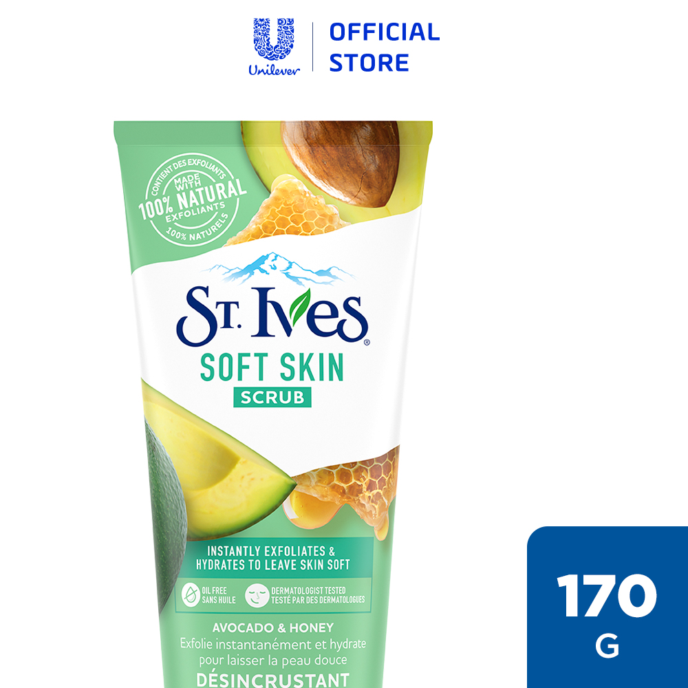 Sữa rửa mặt tẩy tế bào chết Bơ và Mật Ong St.Ives Soft Skin Avocado & Honey Scrub 170g