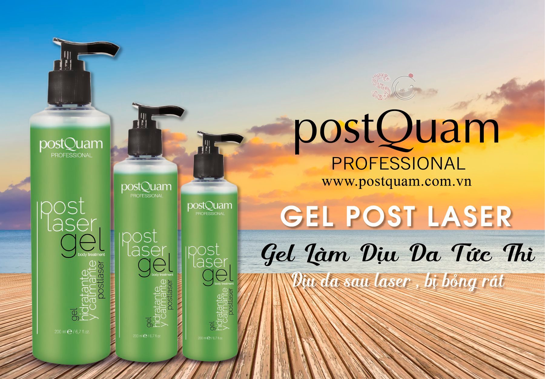 GEL POST LASER Gel Làm Dịu Da Tức Thì ( Dịu Da Sau Laser, Bỏng Rát) - postQuam (200ml)