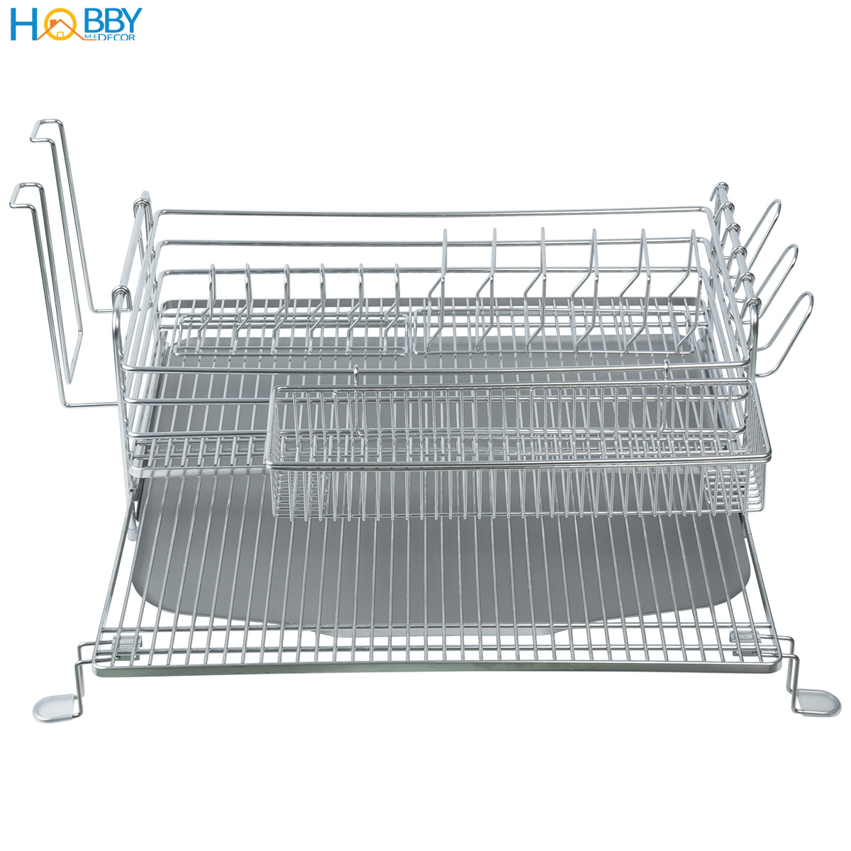 Kệ úp chén đa năng có khay thoát nước inox 304 Hobby home decor KC4