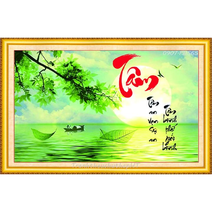 Tranh đính đá chữ tâm VS130 - tự đính