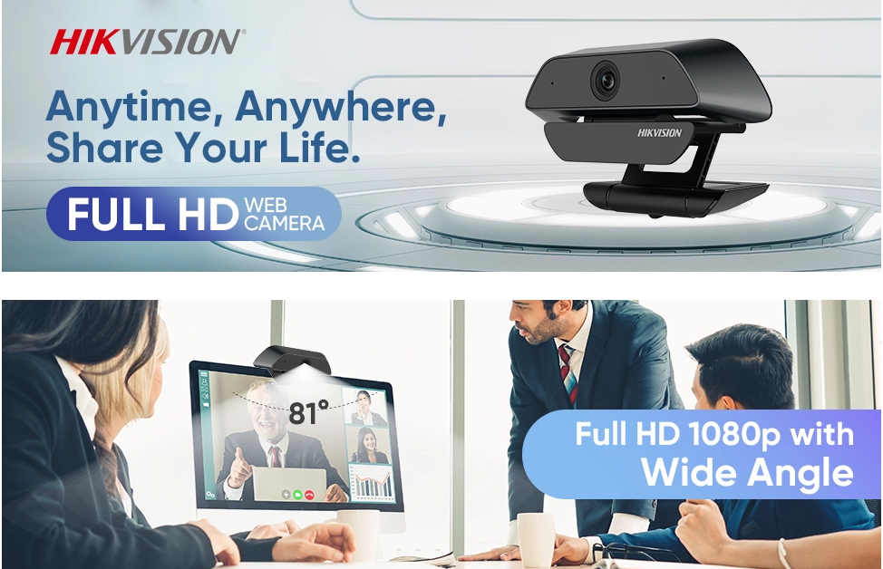 Webcam Hikvision DS-U12 độ phân giải Full HD (1920×1080) Siêu Nét, Tích Hợp Mic Đàm Thoại - Hàng Chính Hãng